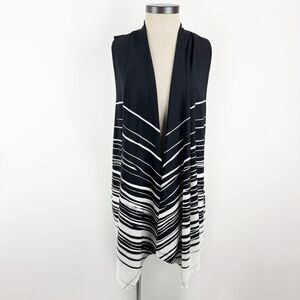 Chicos Open Front Sleeveless Cardigan Women's Striped Waterfall Vest